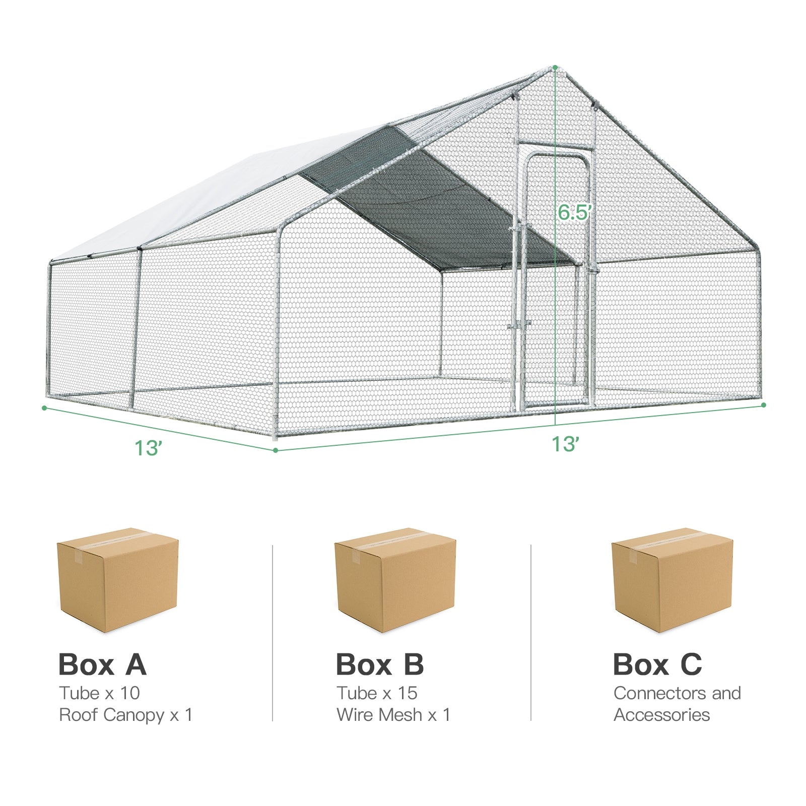 13 x 13 Feet Walk-in Chicken Coop with Waterproof Cover for Outdoor Backyard FarmÂ