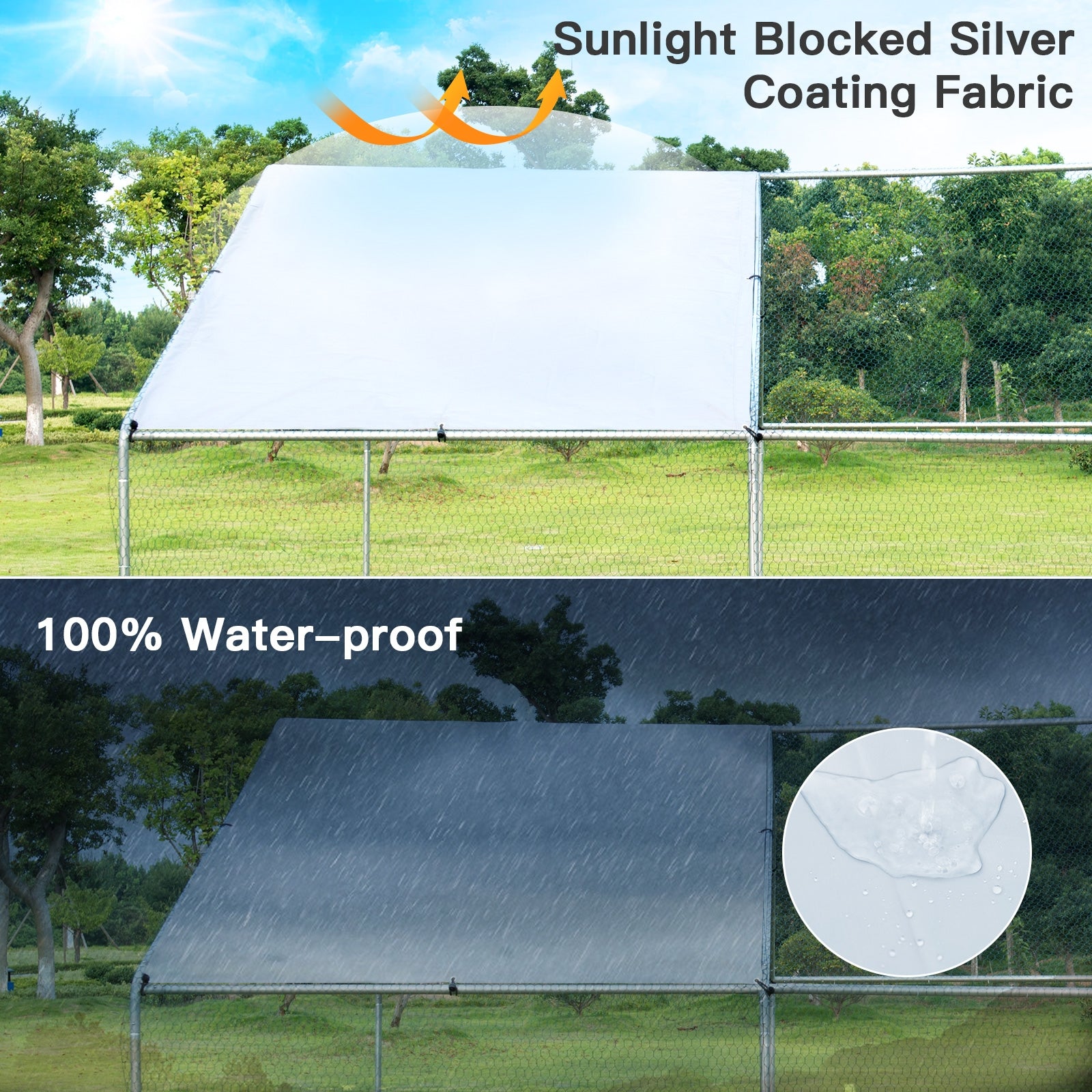 13 x 13 Feet Walk-in Chicken Coop with Waterproof Cover for Outdoor Backyard FarmÂ