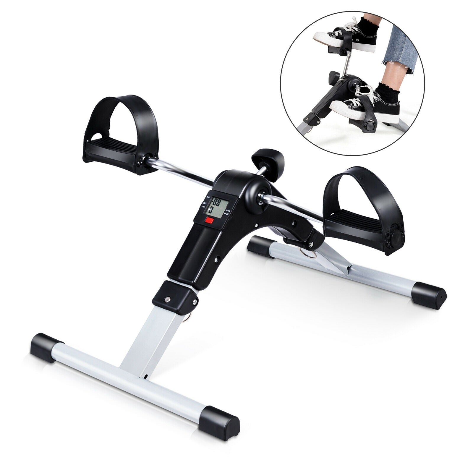 Folding Under Desk Indoor Pedal Exercise Bike for Arms LegsÂ