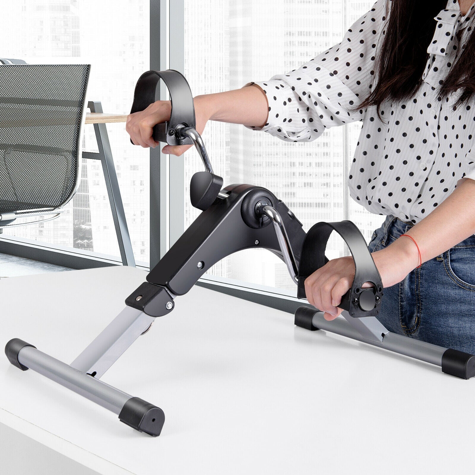 Folding Under Desk Indoor Pedal Exercise Bike for Arms LegsÂ