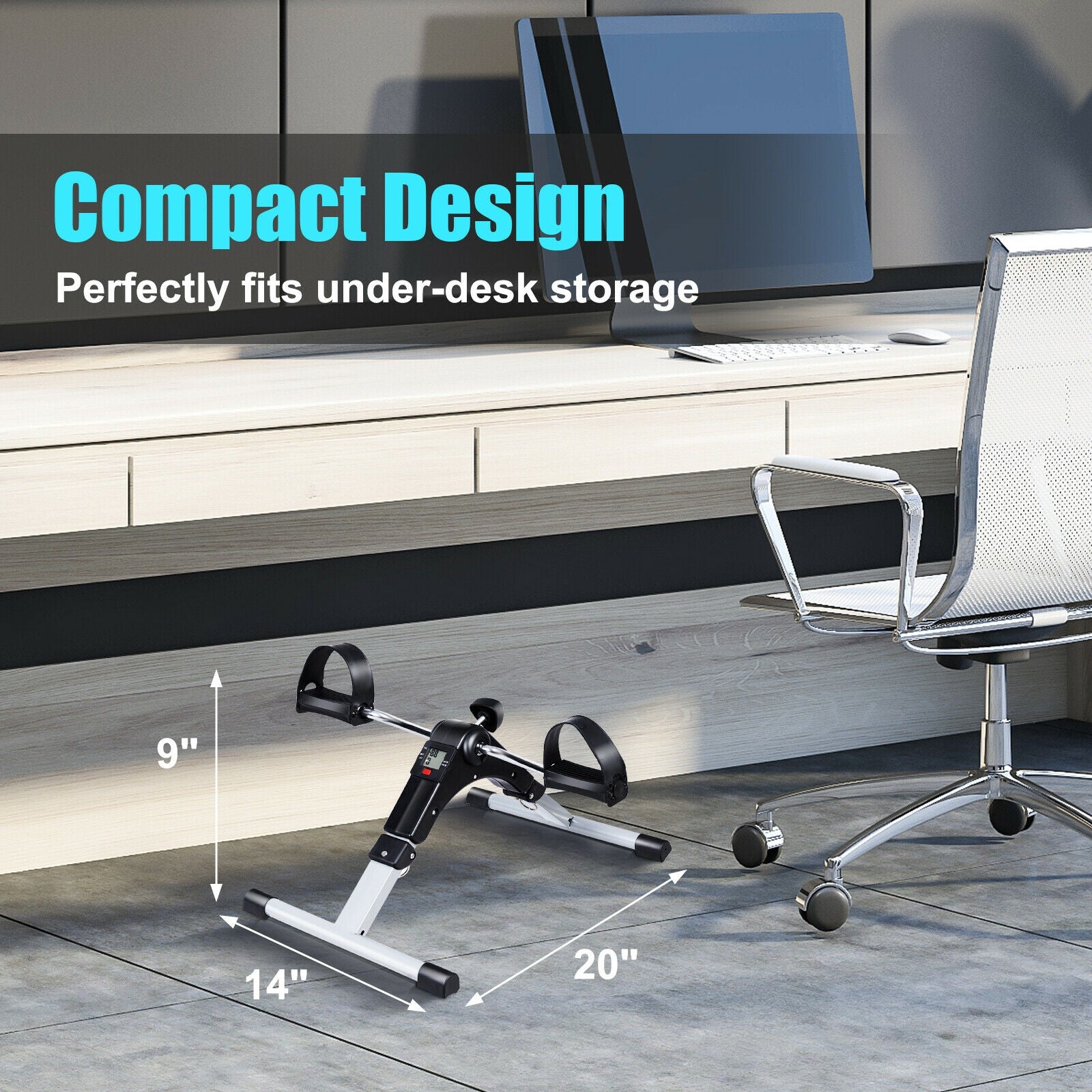 Folding Under Desk Indoor Pedal Exercise Bike for Arms LegsÂ