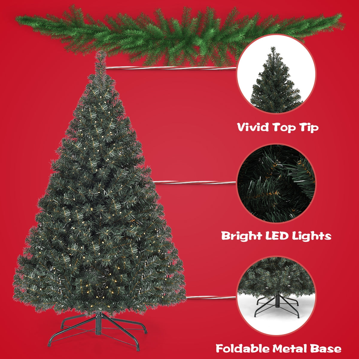 4.5 Feet PVC Pre-lit Artificial Hinged Christmas TreeÂ