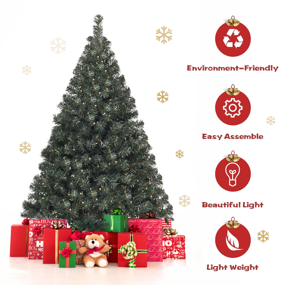 4.5 Feet PVC Pre-lit Artificial Hinged Christmas TreeÂ