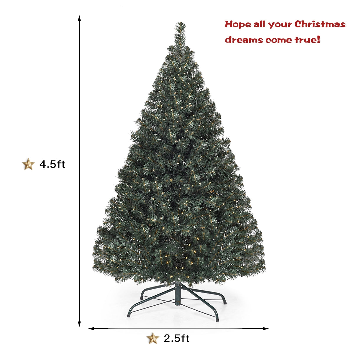 4.5 Feet PVC Pre-lit Artificial Hinged Christmas TreeÂ