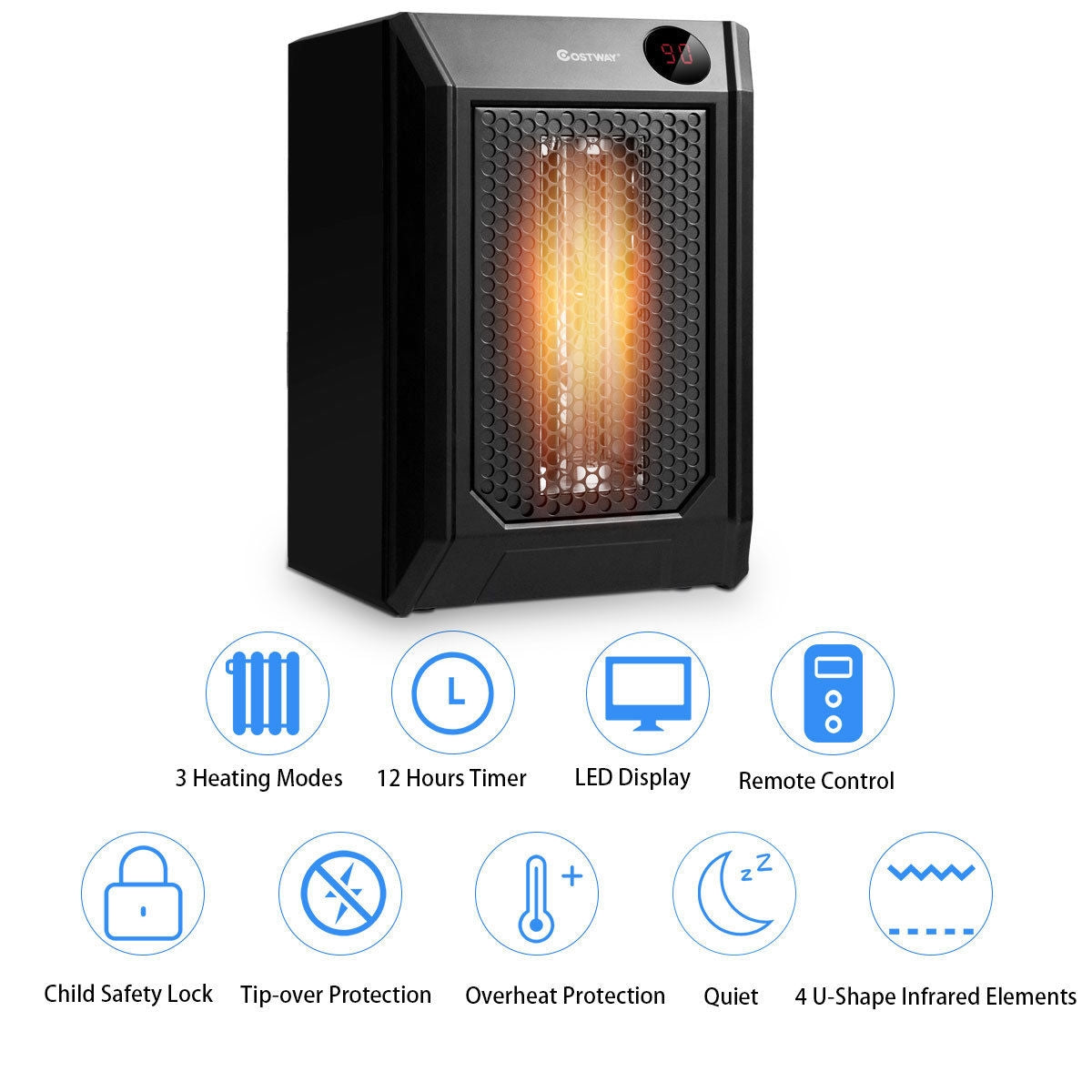 1500 W Remote Control Portable Electric Digital Quartz Space HeaterÂ