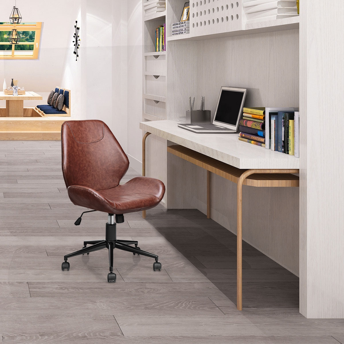 Office Home Leisure Mid-back PU Upholstered Rolling ChairÂ