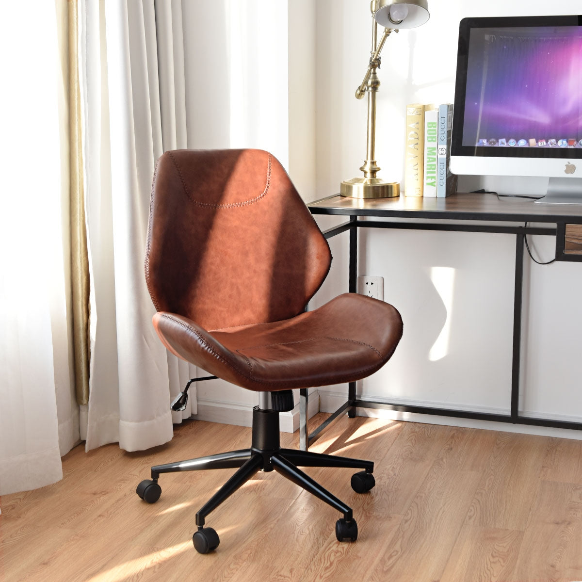 Office Home Leisure Mid-back PU Upholstered Rolling ChairÂ