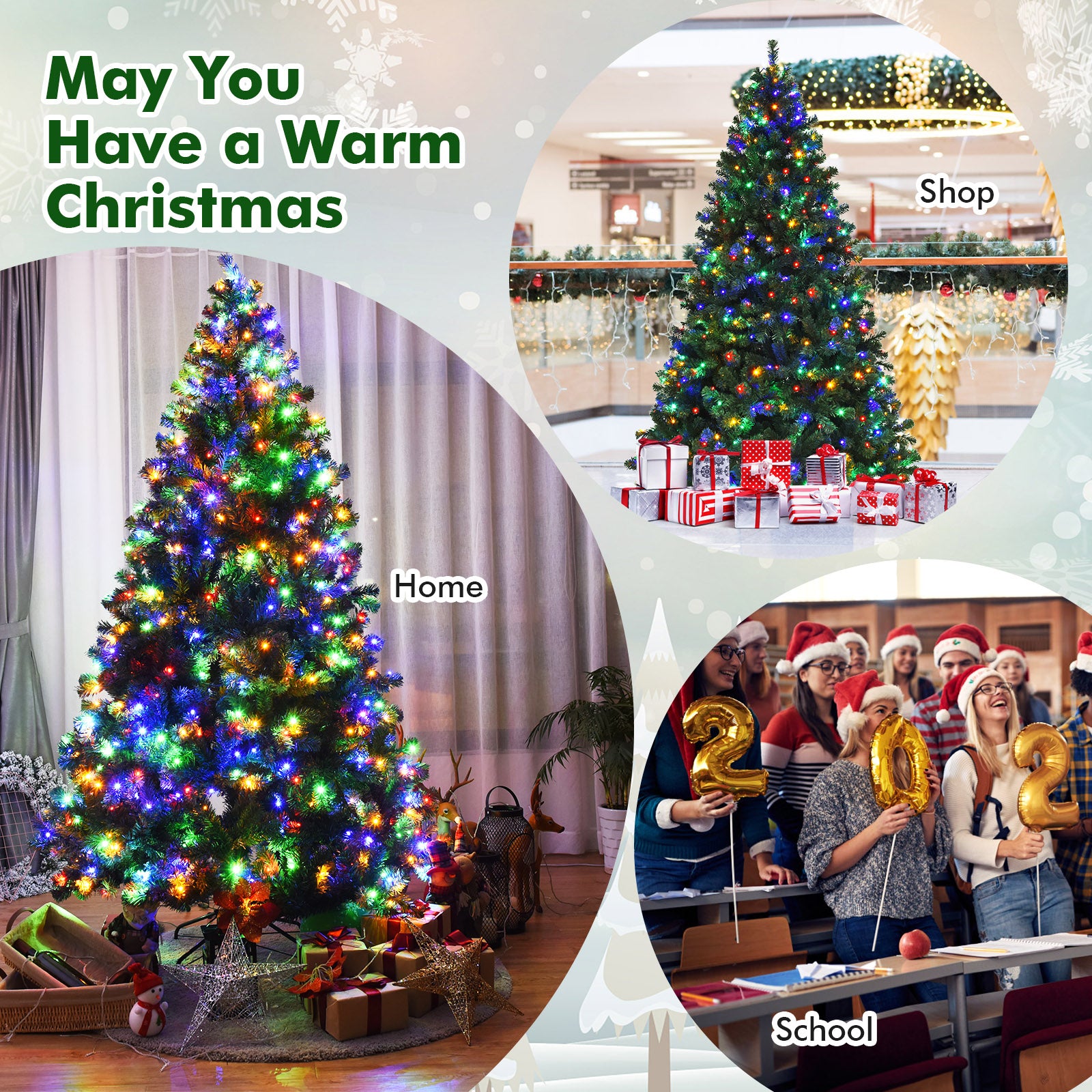 7.5 Feet Pre-Lit Artificial Spruce Christmas Tree with 550 Multicolor Lights for FestivalÂ