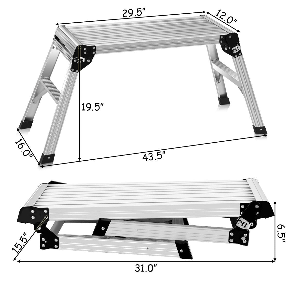 Heavy Duty Portable Bench Aluminum Folding Step LadderÂ