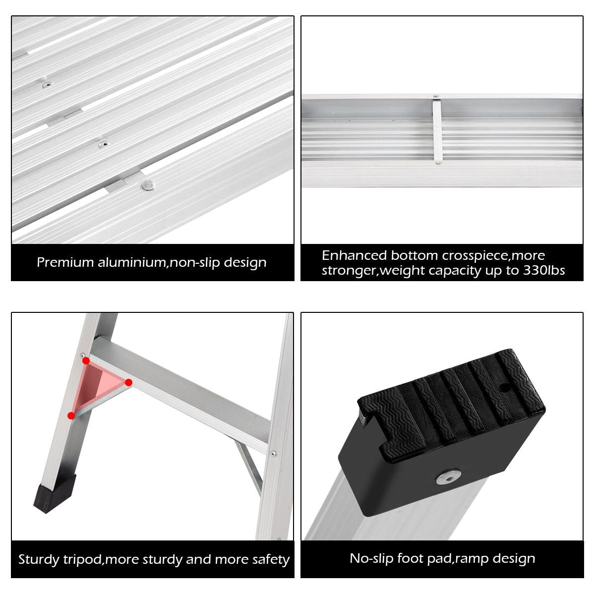 Heavy Duty Portable Bench Aluminum Folding Step LadderÂ