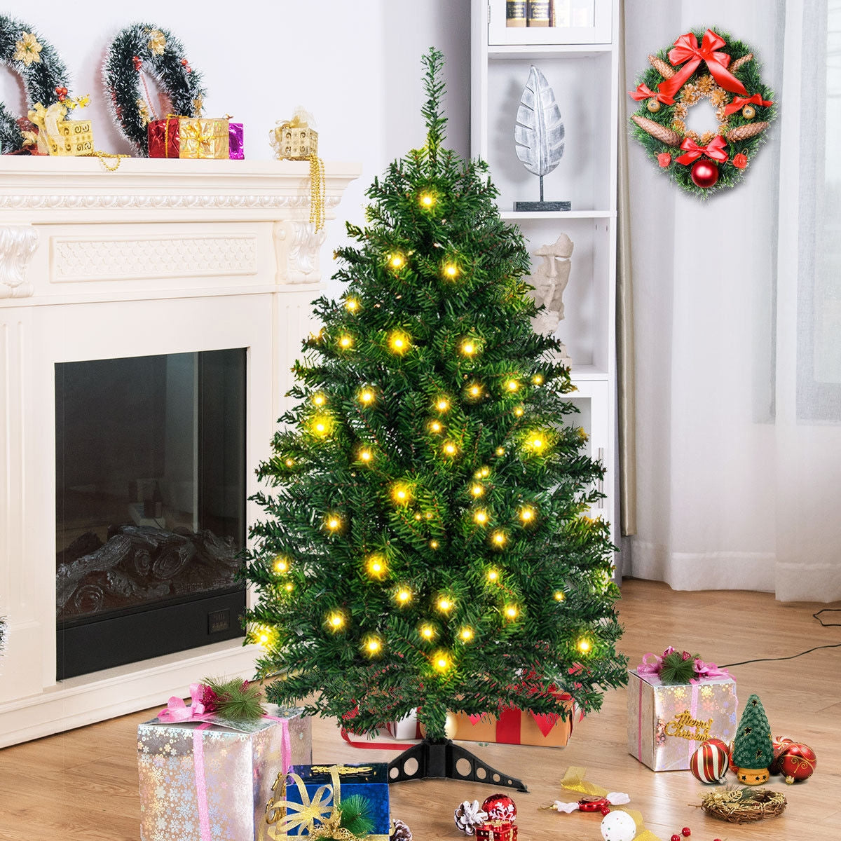 4 Feet Tabletop Artificial Christmas Tree with LED LightsÂ