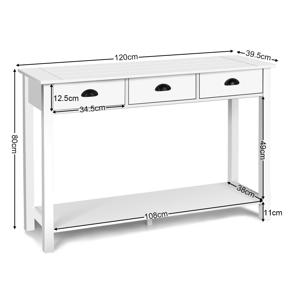 47 inch Entryway Hall Table Side Desk Accent Table with Drawers ShelfÂ