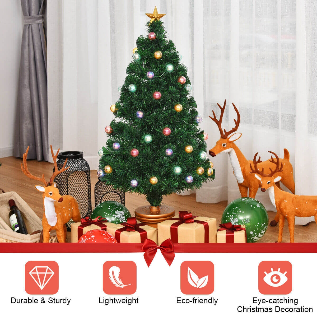 Pre-Lit Fiber Optical Firework Christmas Tree -4'Â