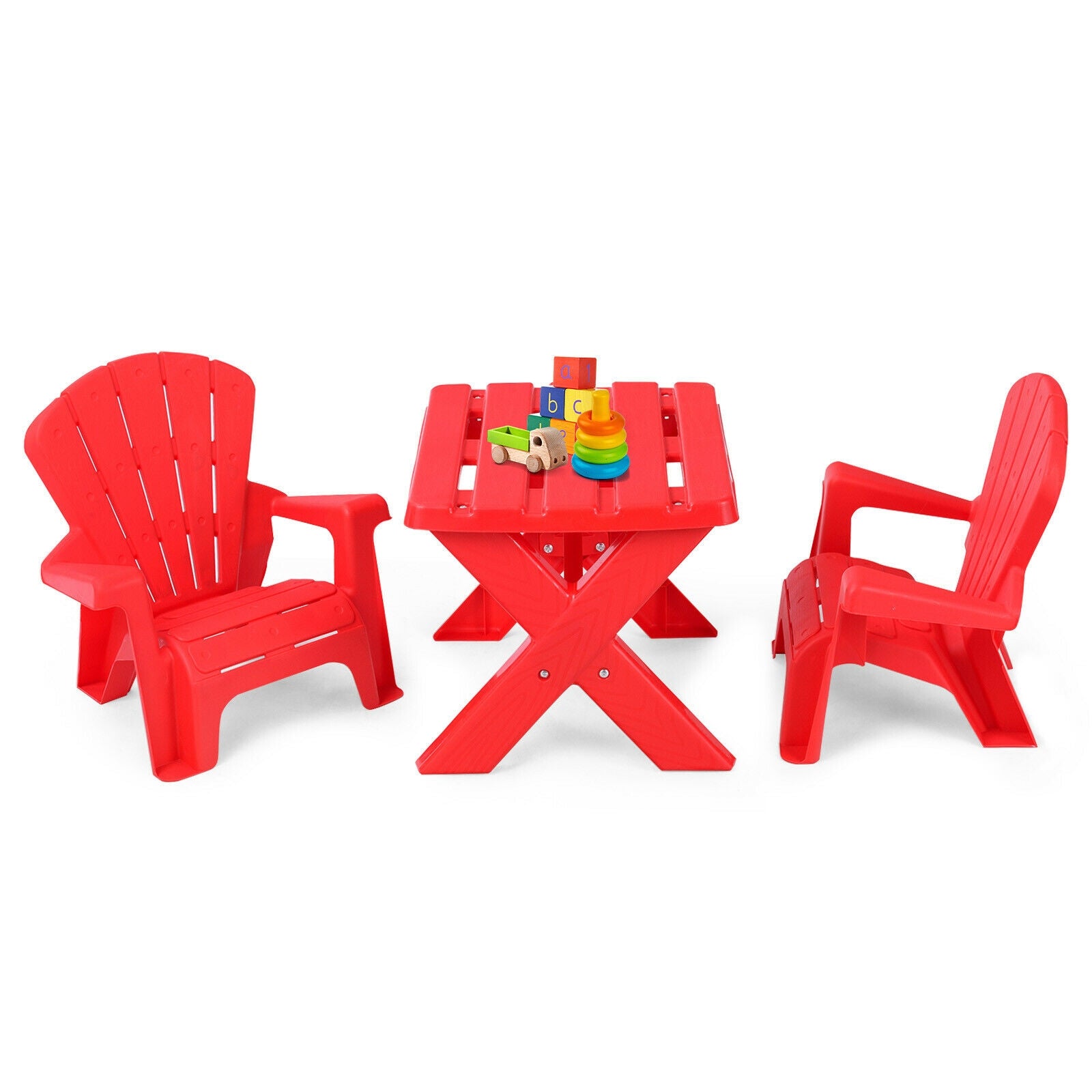 3-Piece Plastic Children Play Table Chair Set-RedÂ
