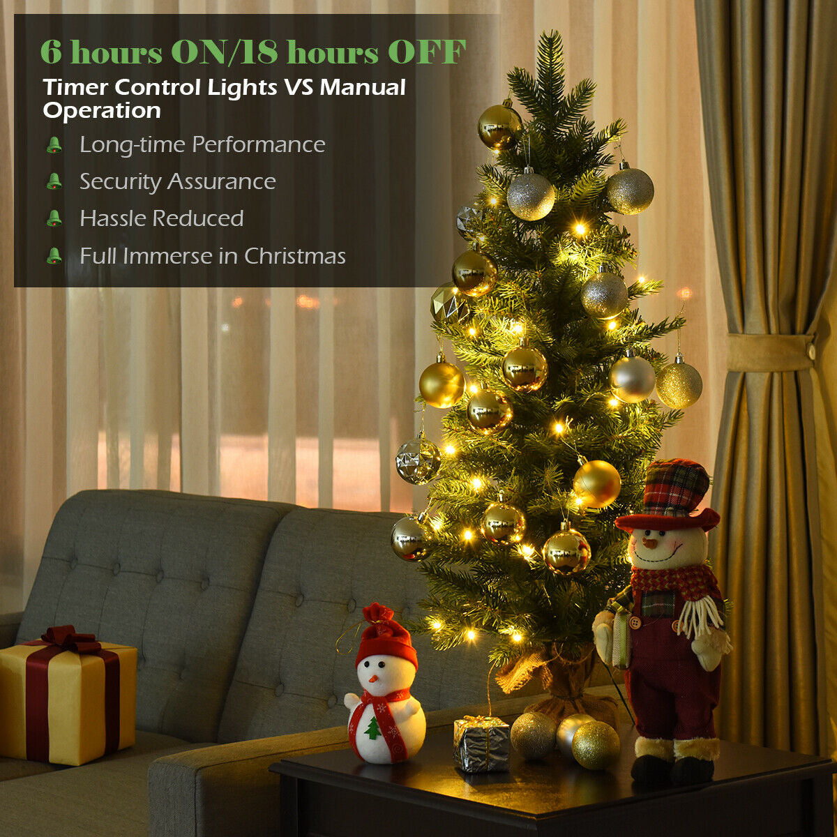 3 Feet Tabletop Battery Operated Christmas Tree with LED lightsÂ