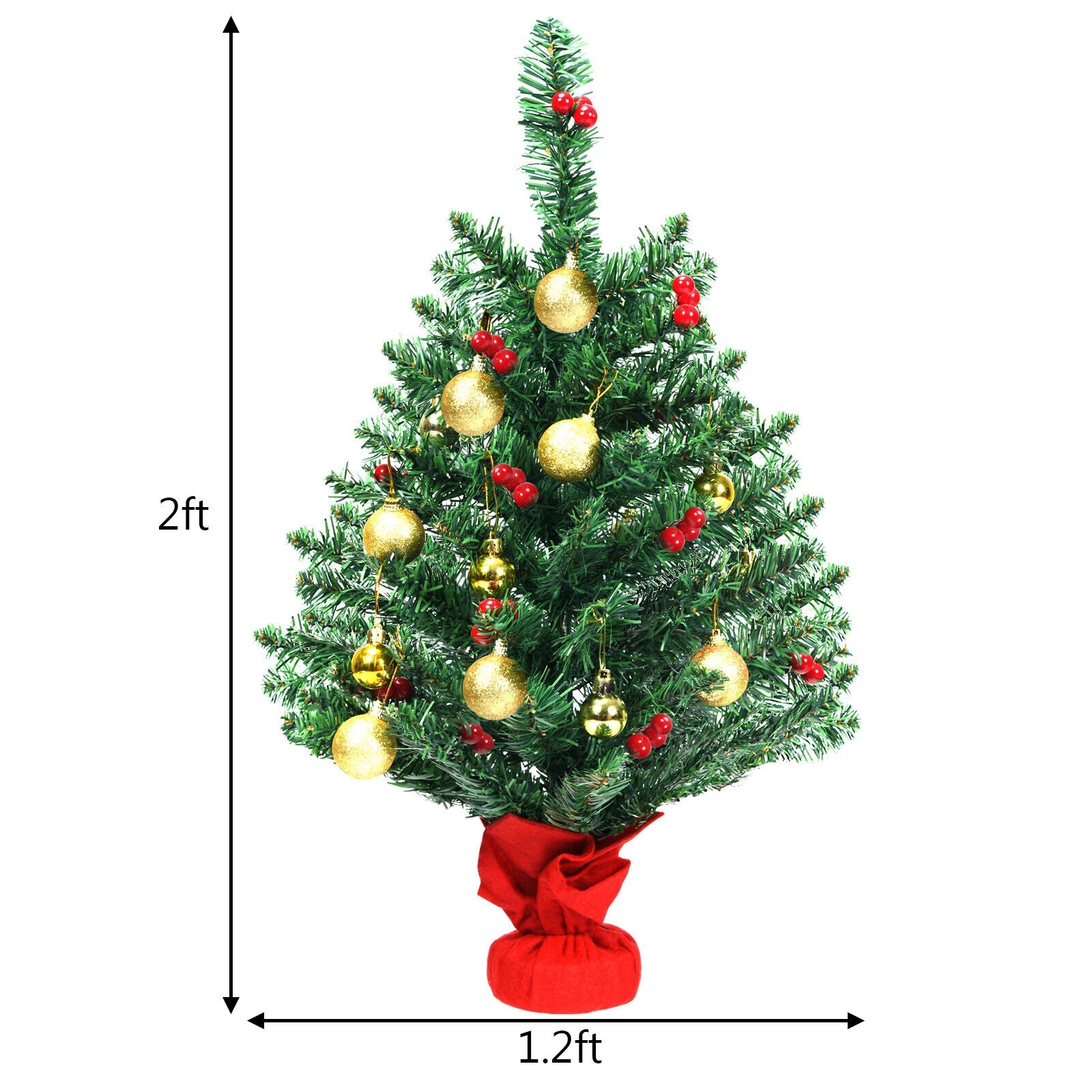 2 Feet Artificial Battery Operated Christmas Tree with LED LightsÂ