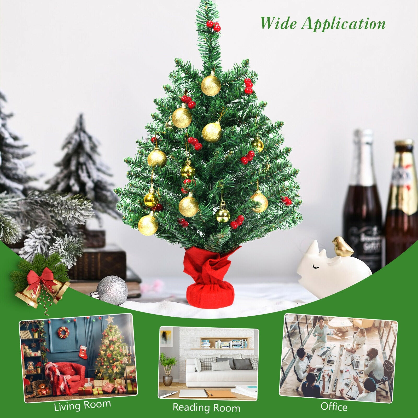 2 Feet Artificial Battery Operated Christmas Tree with LED LightsÂ