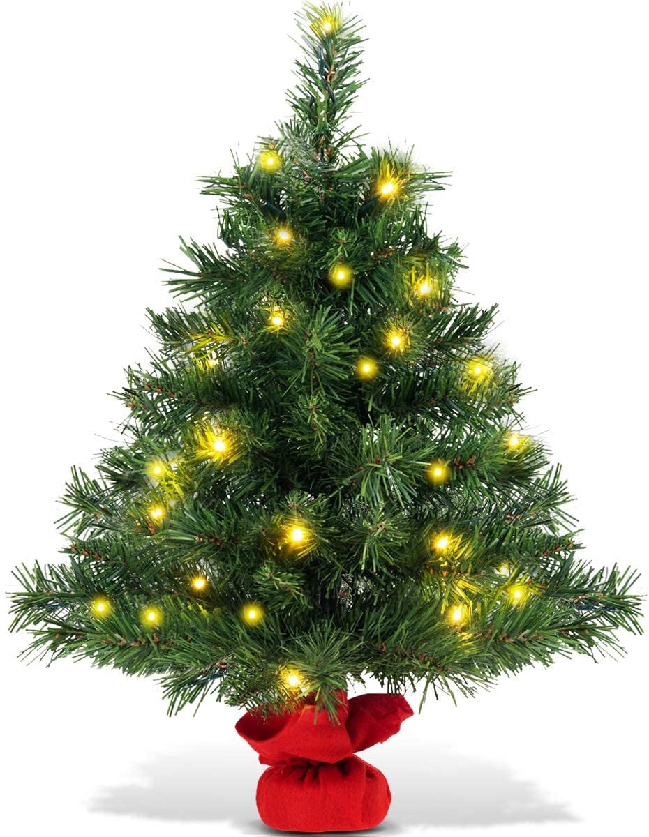 2 Feet Tabletop Fir Artifical Christmas Tree with LED LightsÂ