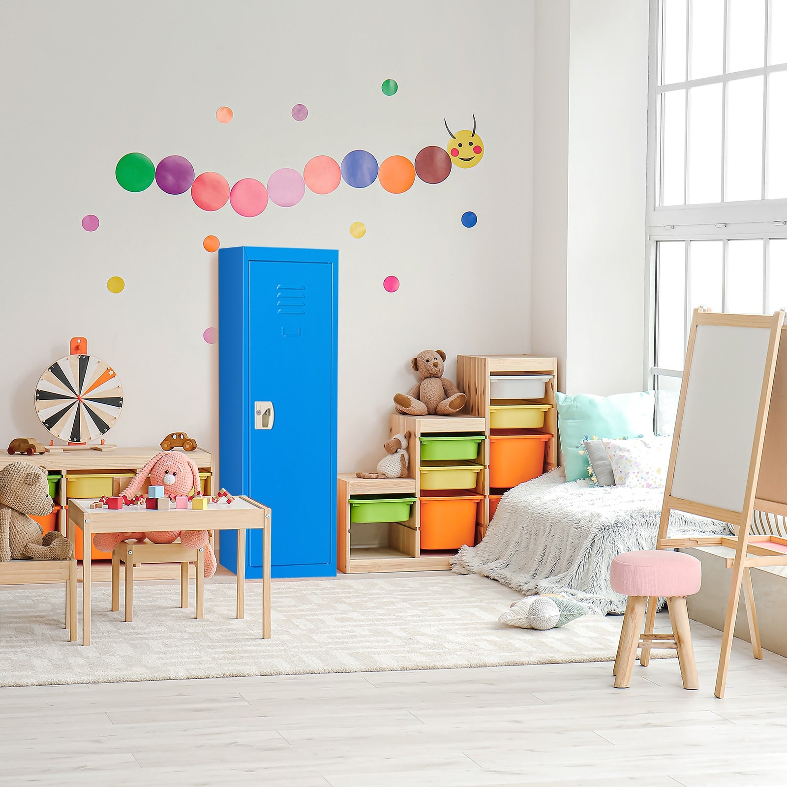 48 Inch Kid Safe Storage Children Single Tier Metal Locker-BlueÂ