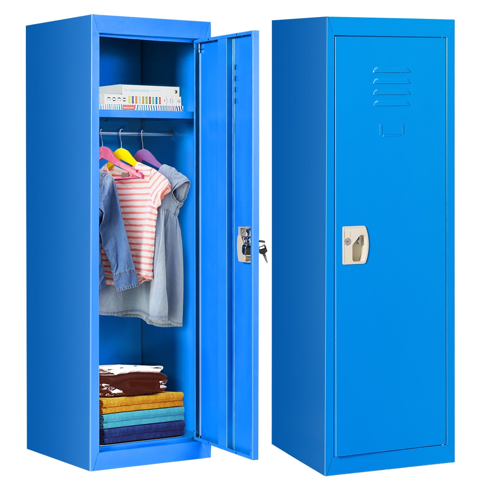 48 Inch Kid Safe Storage Children Single Tier Metal Locker-BlueÂ