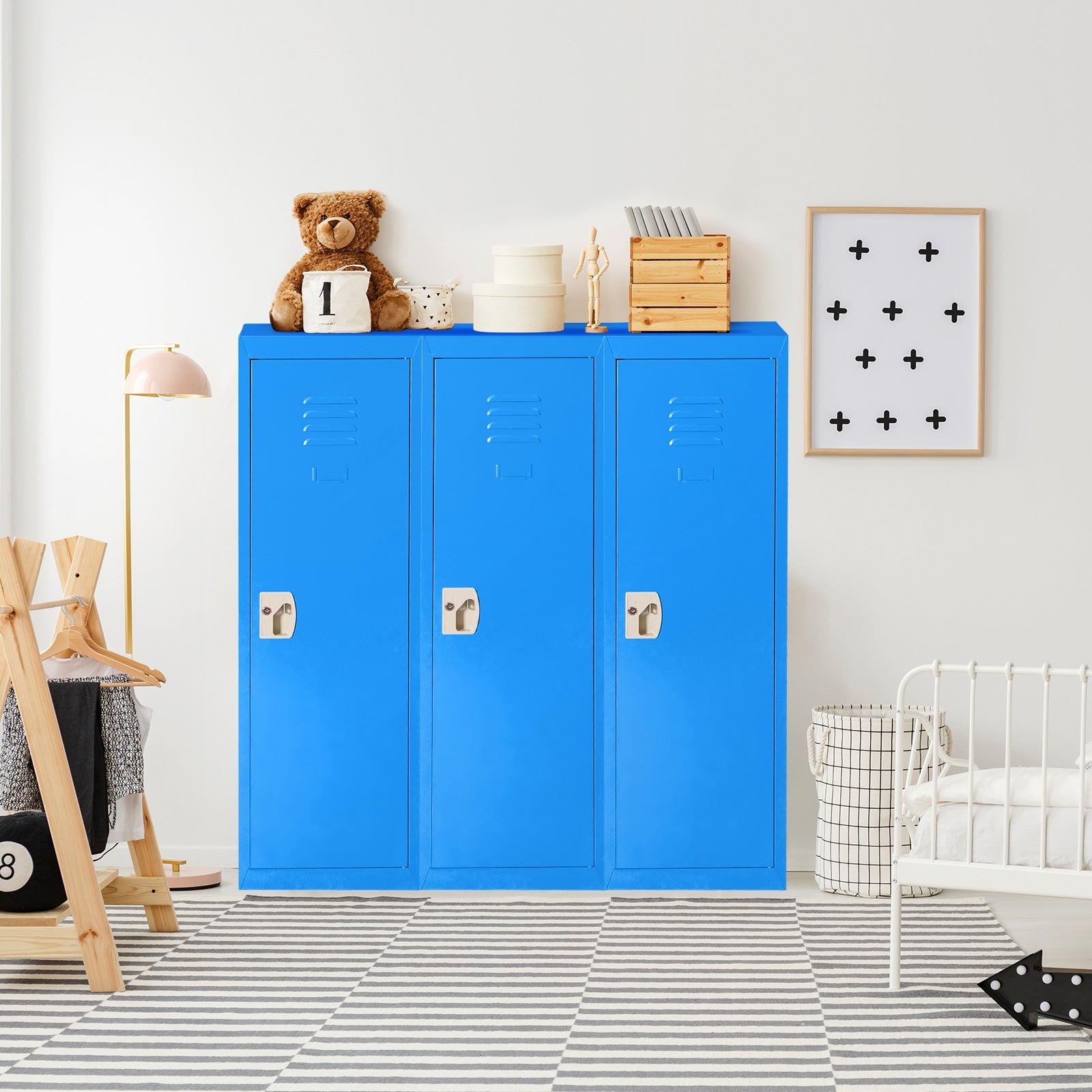 48 Inch Kid Safe Storage Children Single Tier Metal Locker-BlueÂ