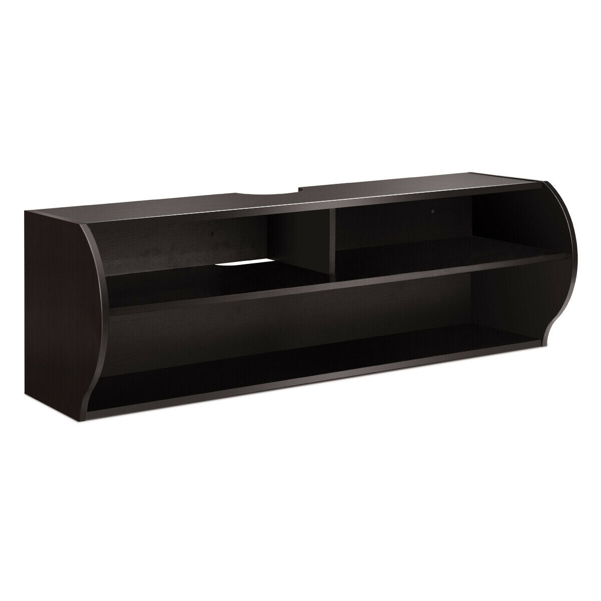 48.5 Inch 2 Tier Modern Wall Mounted Hanging Floating Shelf-BrownÂ