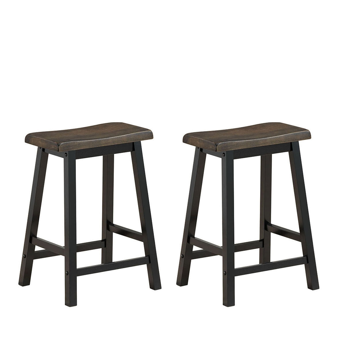 24 Inch Height Set of 2 Home Kitchen Dining Room Bar Stools-BrownÂ