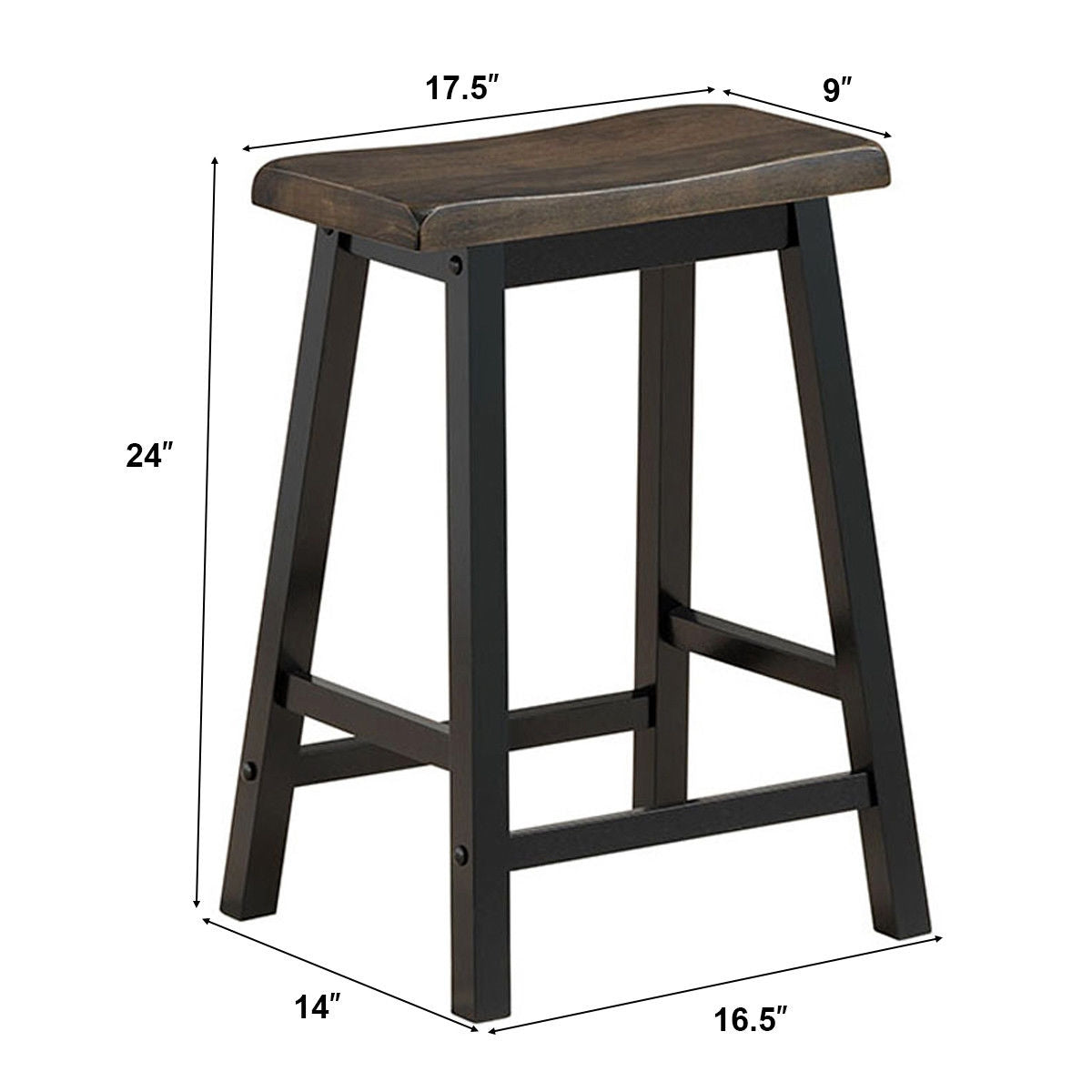 24 Inch Height Set of 2 Home Kitchen Dining Room Bar Stools-BrownÂ