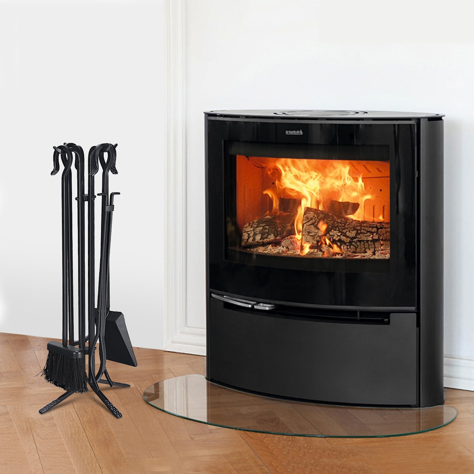 5 Pieces Fireplace Iron Standing Tools SetÂ