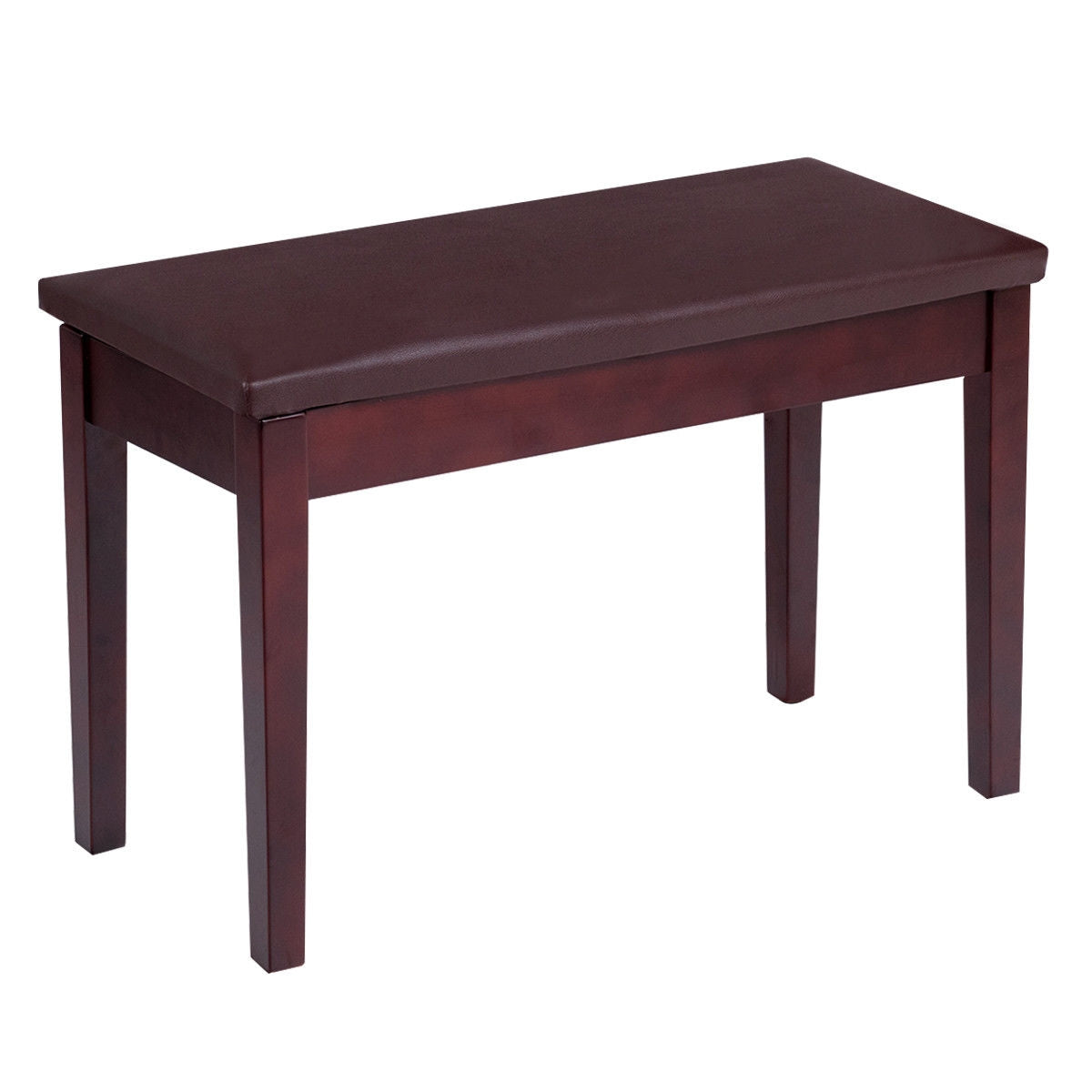 Solid Wood PU Leather Padded Piano Bench Keyboard Seat-BrownÂ