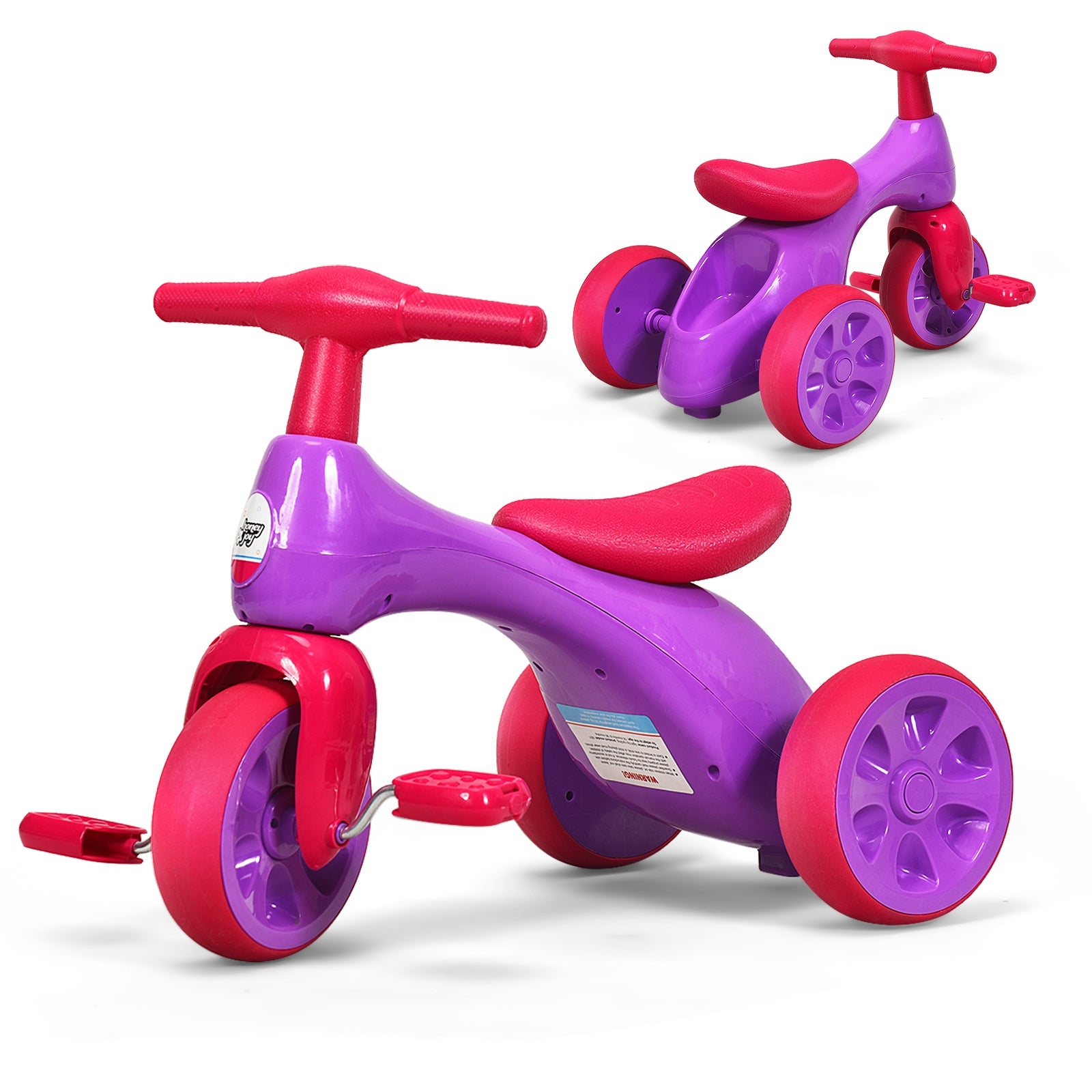 2 in 1 Toddler Tricycle Balance Bike Scooter Kids Riding Toys w/ Sound & Storage-PurpleÂ