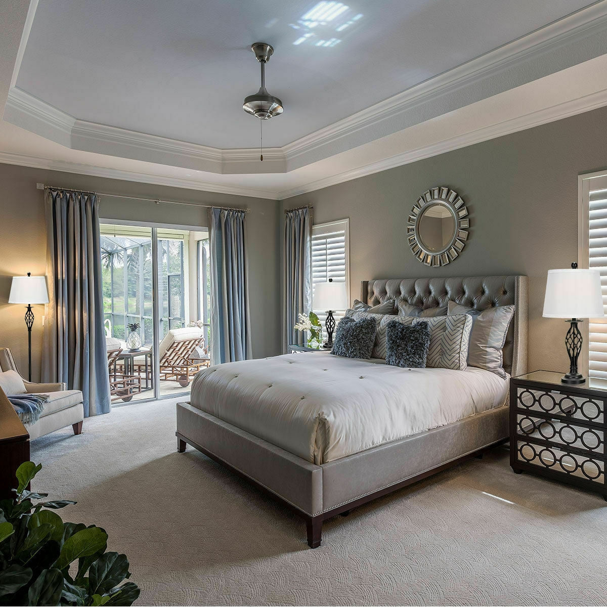 3 Pieces Lamp Set 2 Table Lamps 1 Floor Lamp with Fabric ShadesÂ