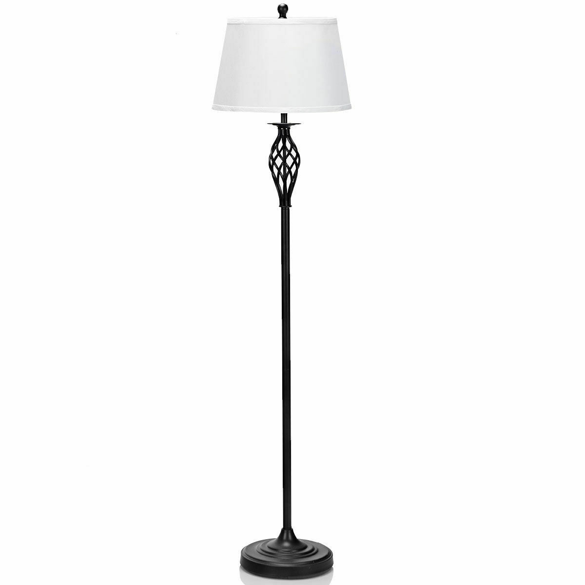 3 Pieces Lamp Set 2 Table Lamps 1 Floor Lamp with Fabric ShadesÂ