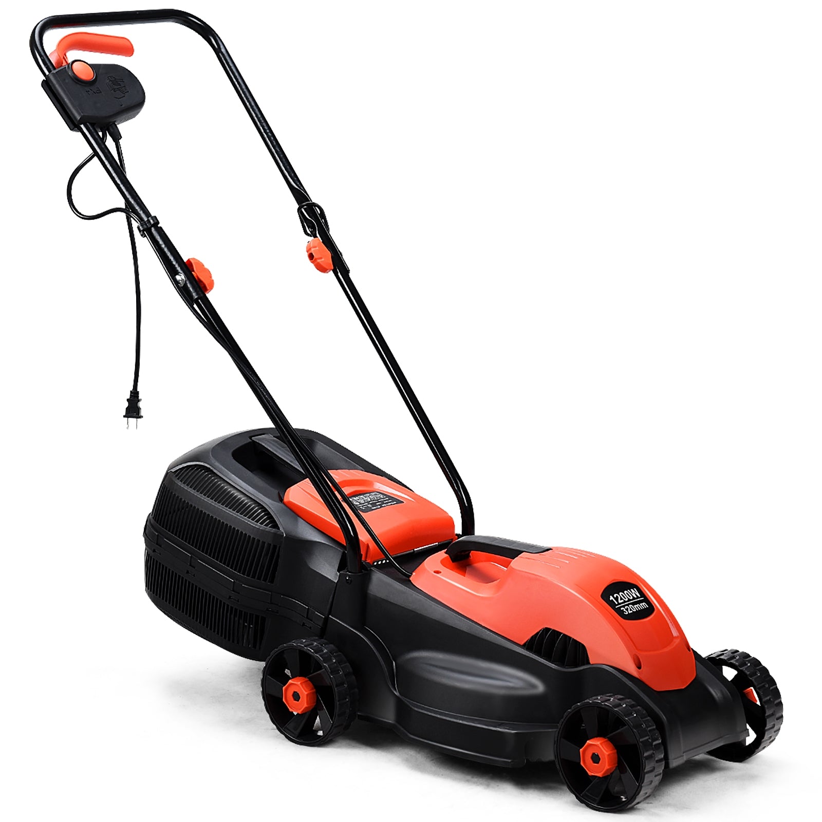 14 Inch Electric Push Lawn Corded Mower with Grass Bag-RedÂ