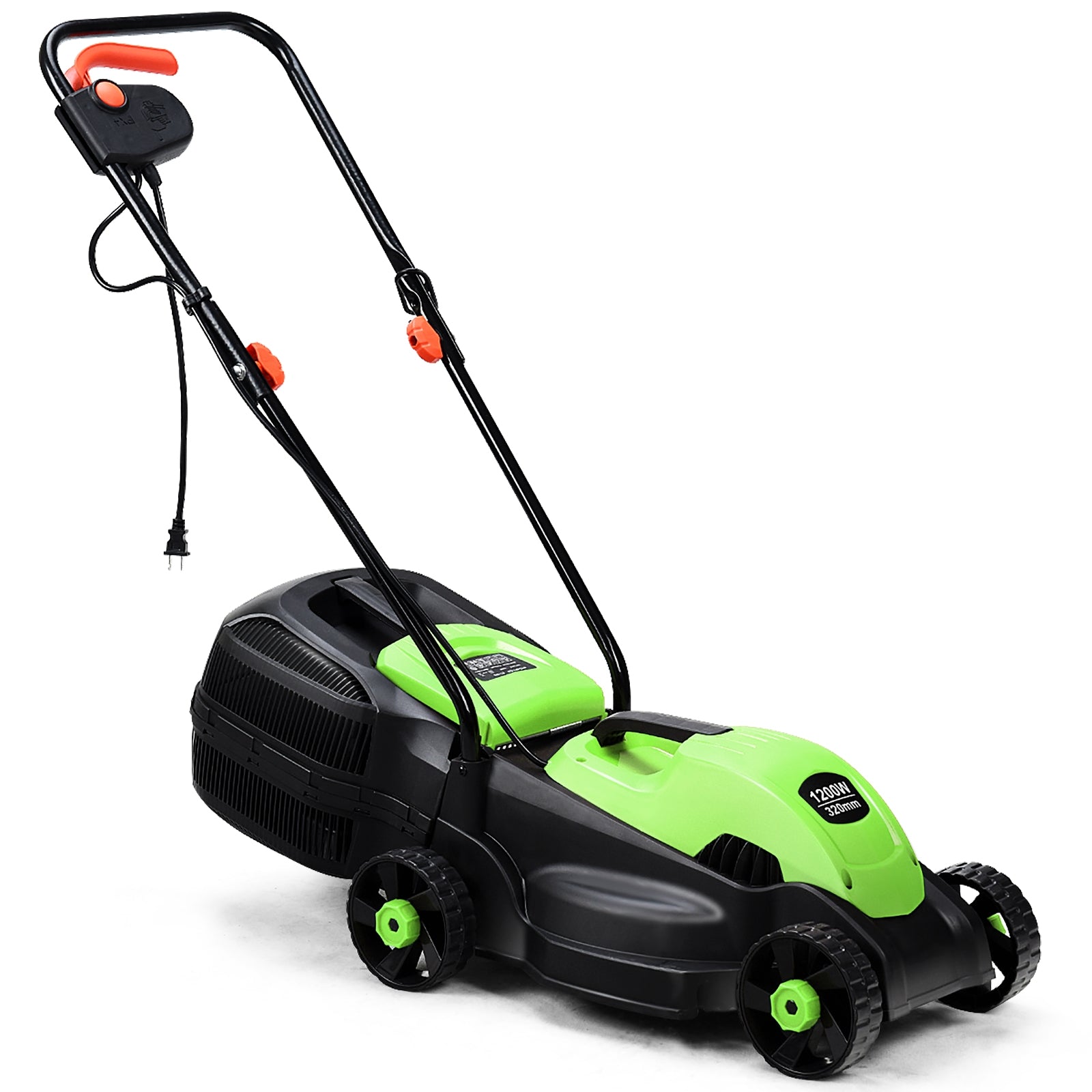 14 Inch Electric Push Lawn Corded Mower with Grass Bag-GreenÂ
