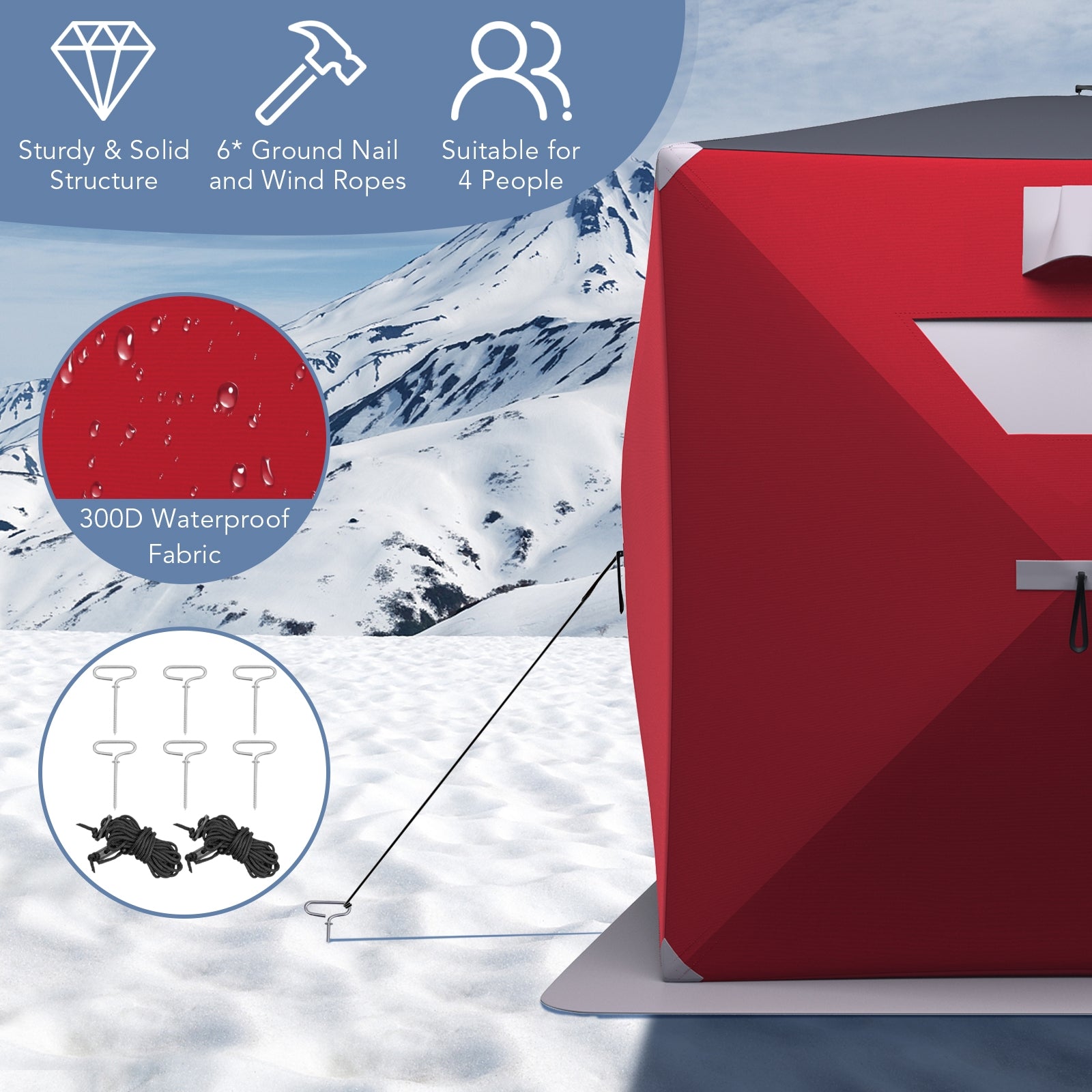 2-person Portable Pop-up Ice Shelter Fishing Tent with BagÂ