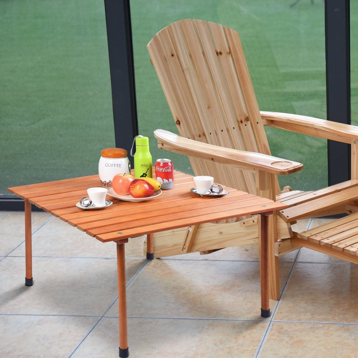 Folding Wooden Camping Roll Up Table with Carrying Bag for Picnics and BeachÂ
