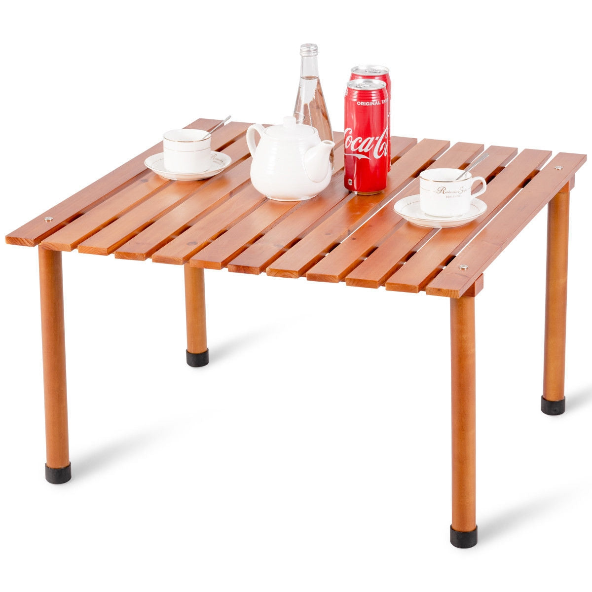 Folding Wooden Camping Roll Up Table with Carrying Bag for Picnics and BeachÂ