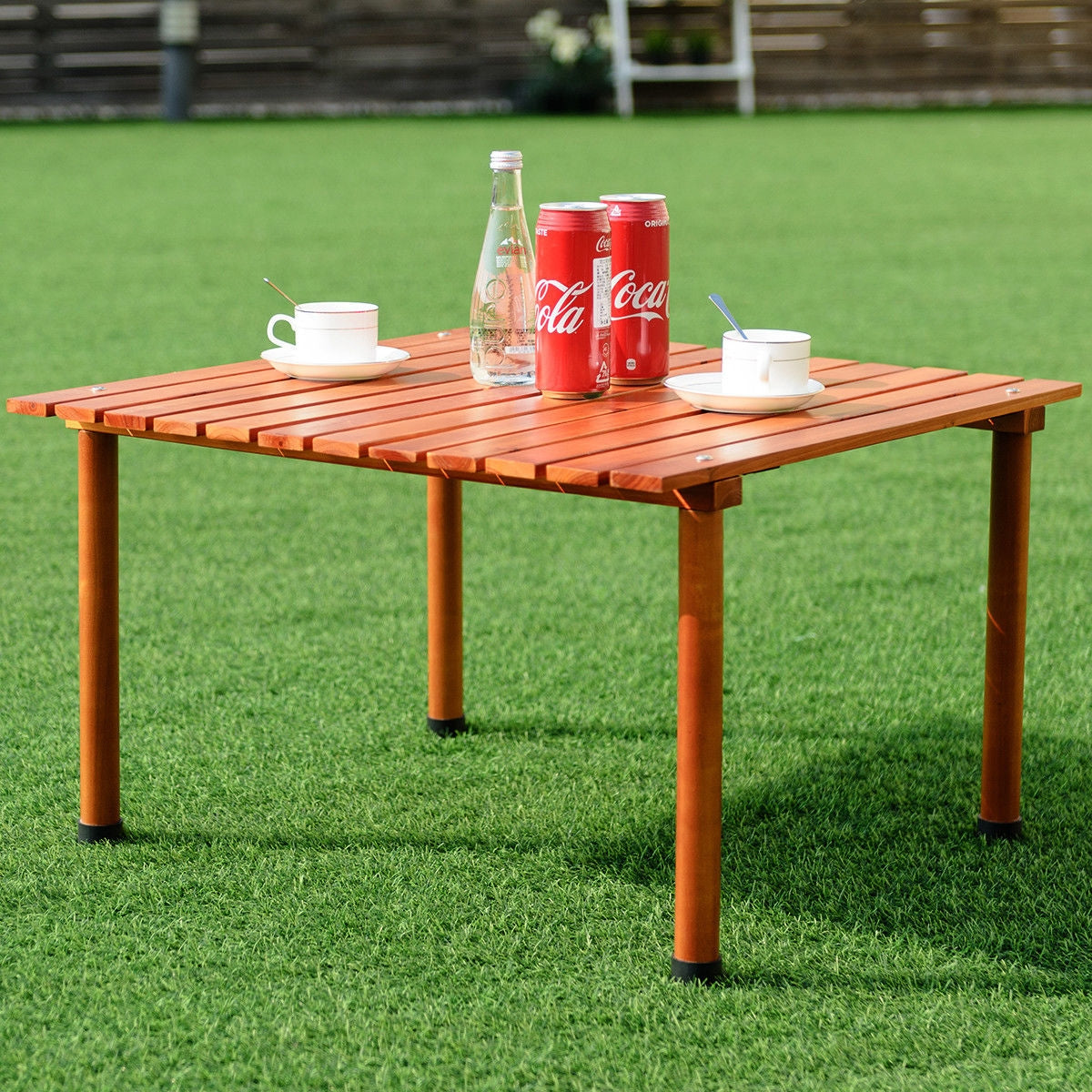 Folding Wooden Camping Roll Up Table with Carrying Bag for Picnics and BeachÂ