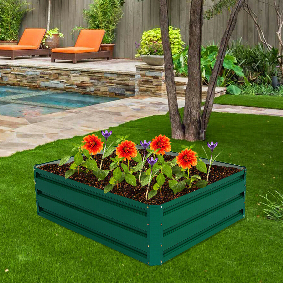 40 Inch x 32 Inch Patio Raised Garden Bed for Vegetable Flower PlantingÂ