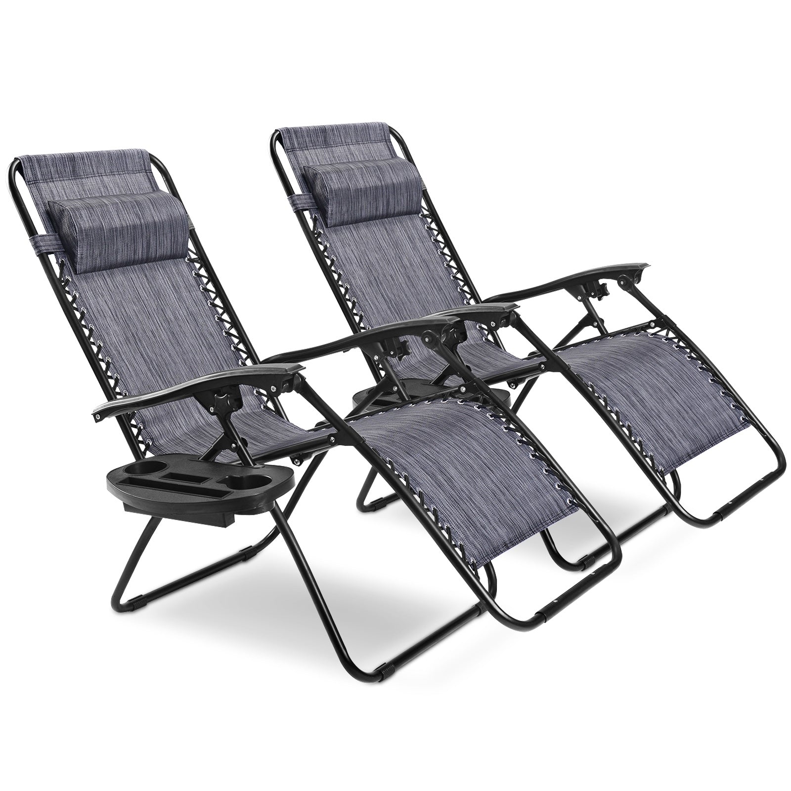 2 Pieces Folding Lounge Chair with Zero Gravity-GrayÂ