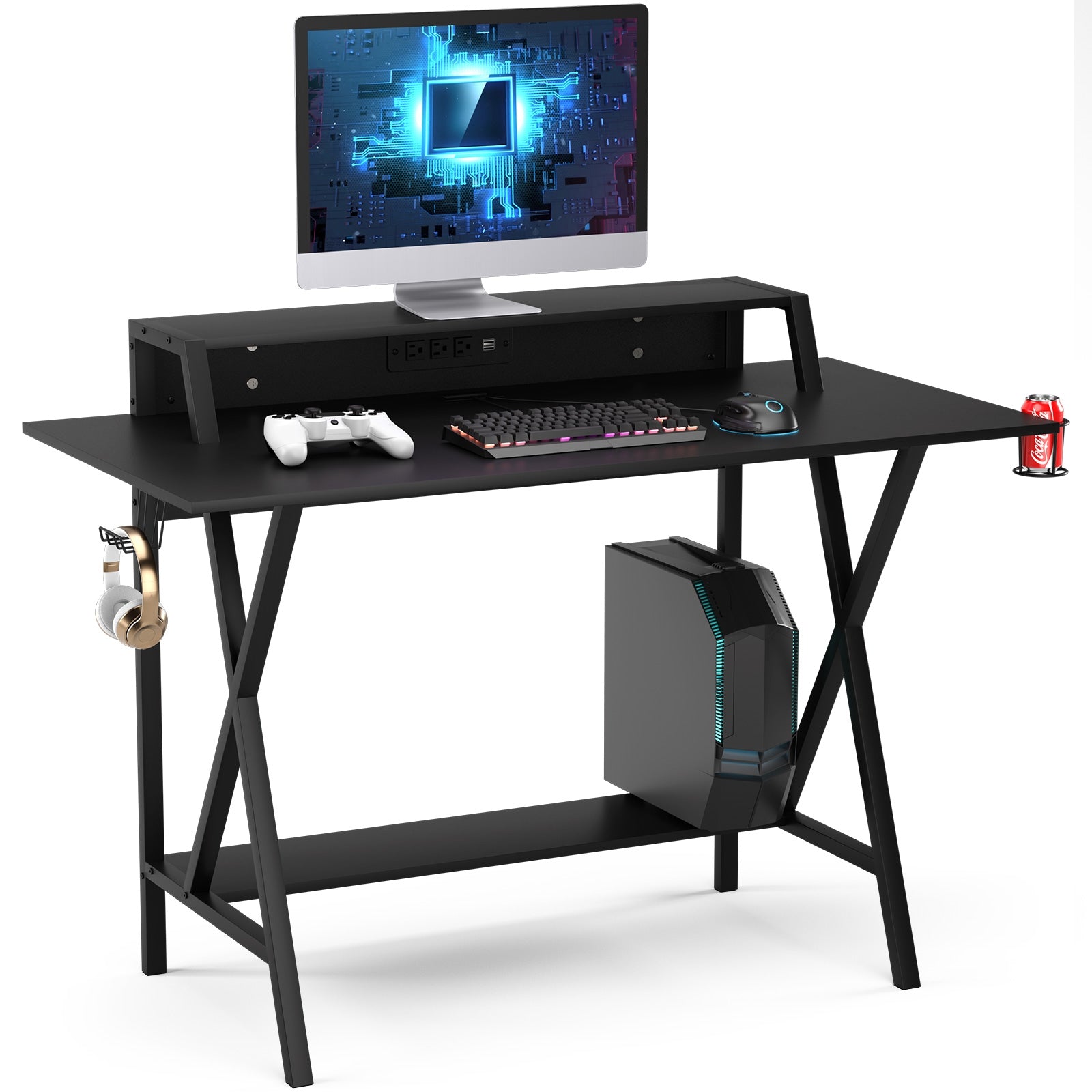 All-in-One Professional Gaming Desk with Cup and Headphone HolderÂ