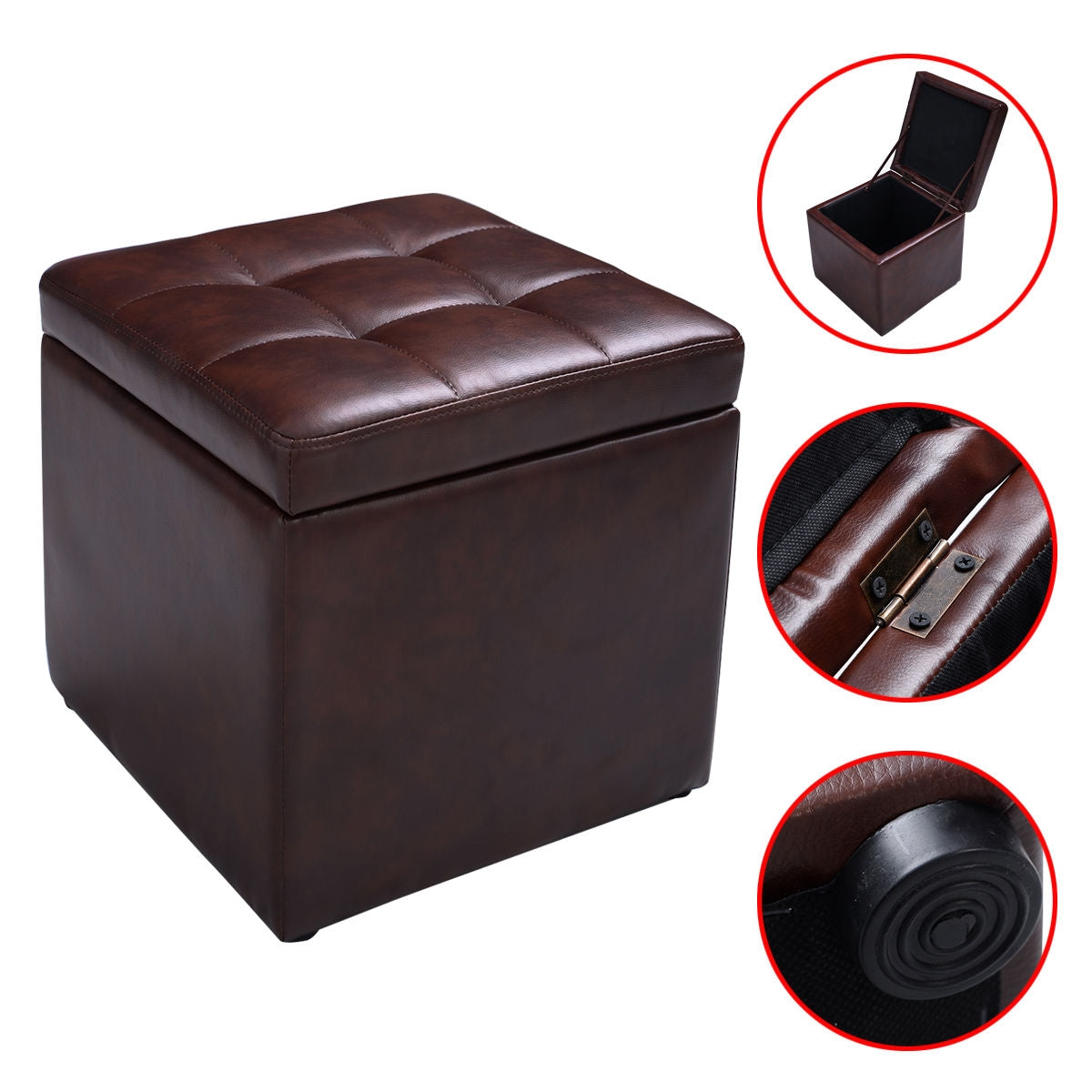 Ottoman Pouffe Storage Box Lounge Seat FootstoolsÂ