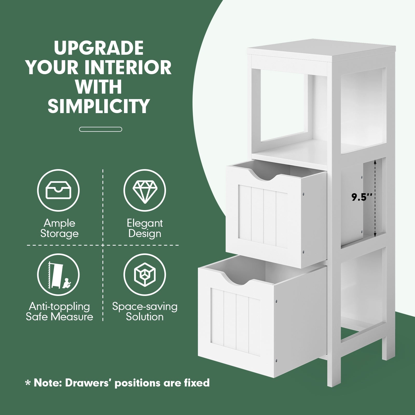 Bathroom Multifunctional Storage Floor Cabinet with 2 DrawersÂ