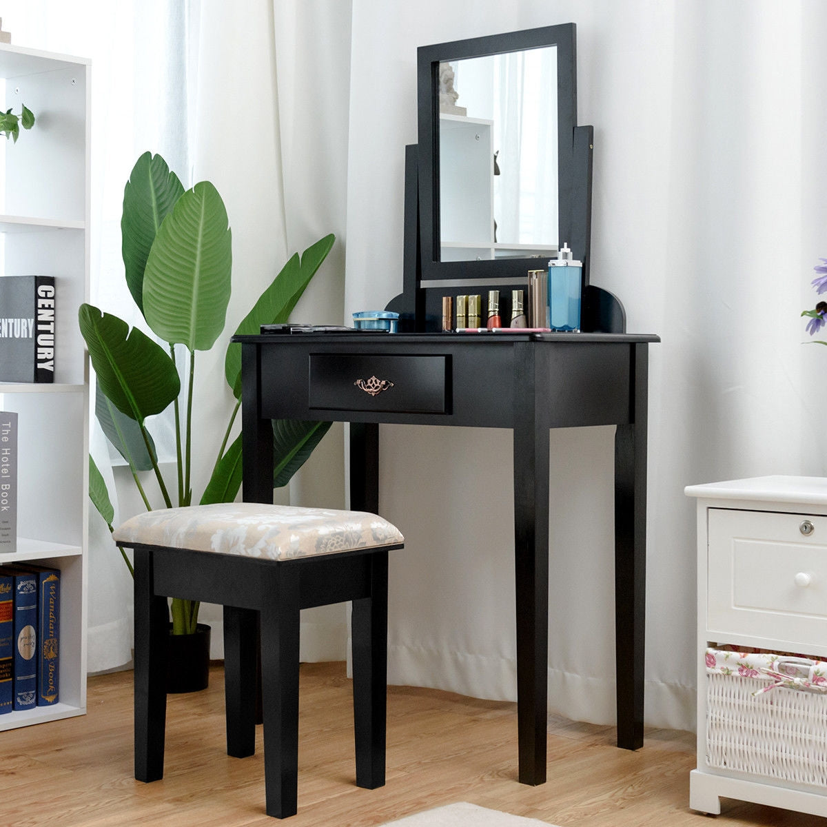 Vanity Dressing Table Stool Set with Large Makeup MirrorÂ
