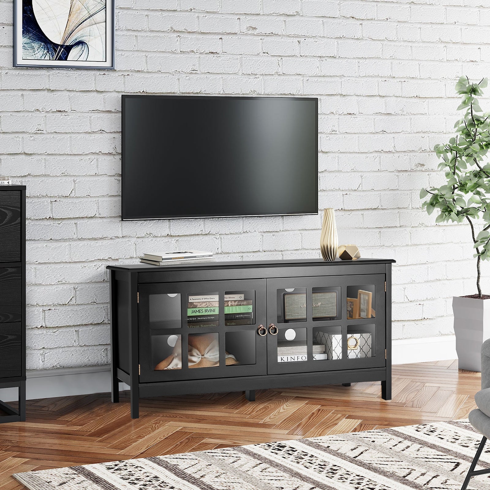 50 Inch Modern Wood Large TV Stand Entertainment Center for TVÂ