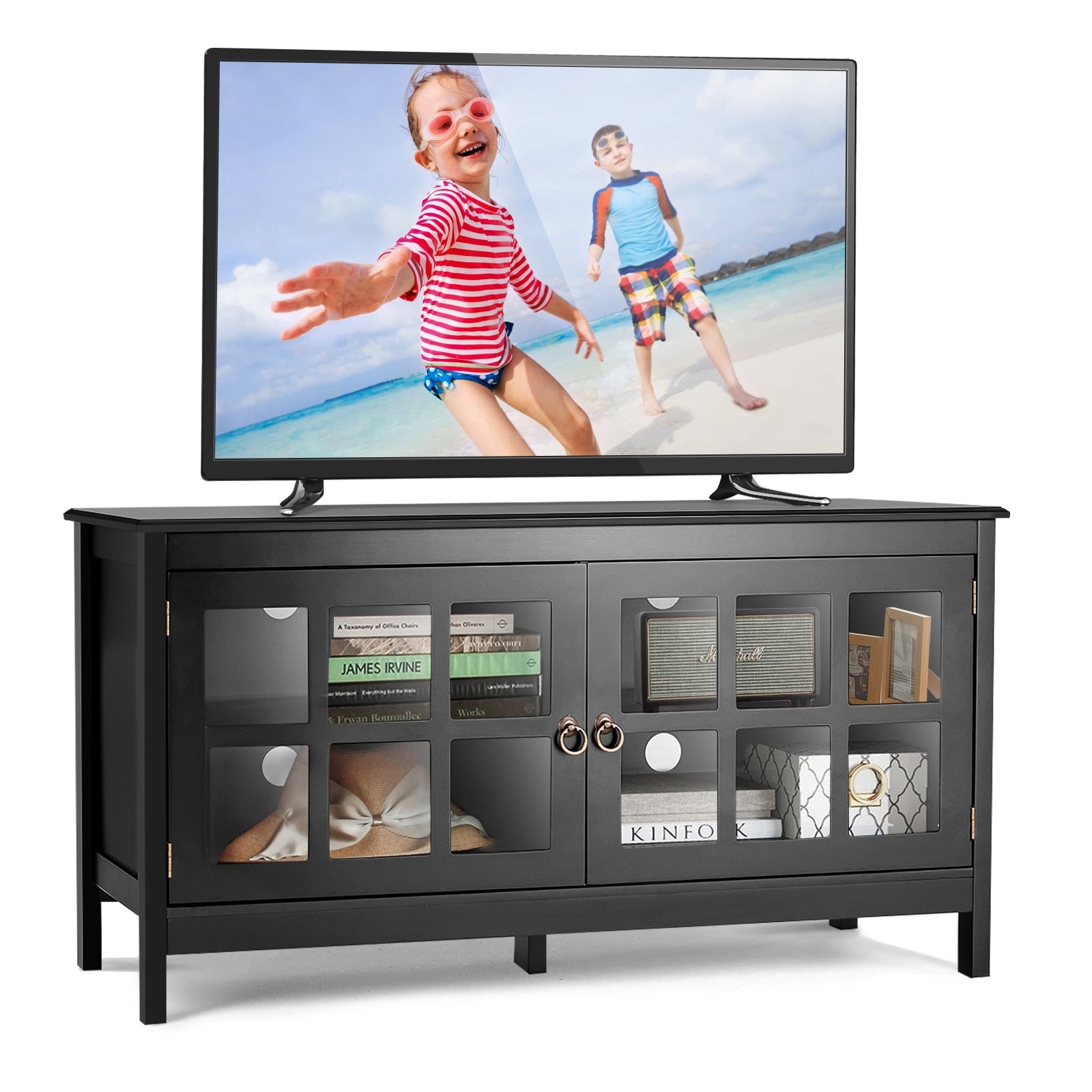 50 Inch Modern Wood Large TV Stand Entertainment Center for TVÂ