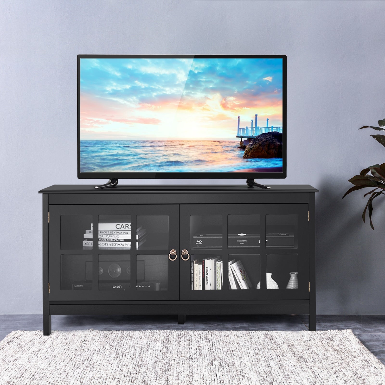 50 Inch Modern Wood Large TV Stand Entertainment Center for TVÂ