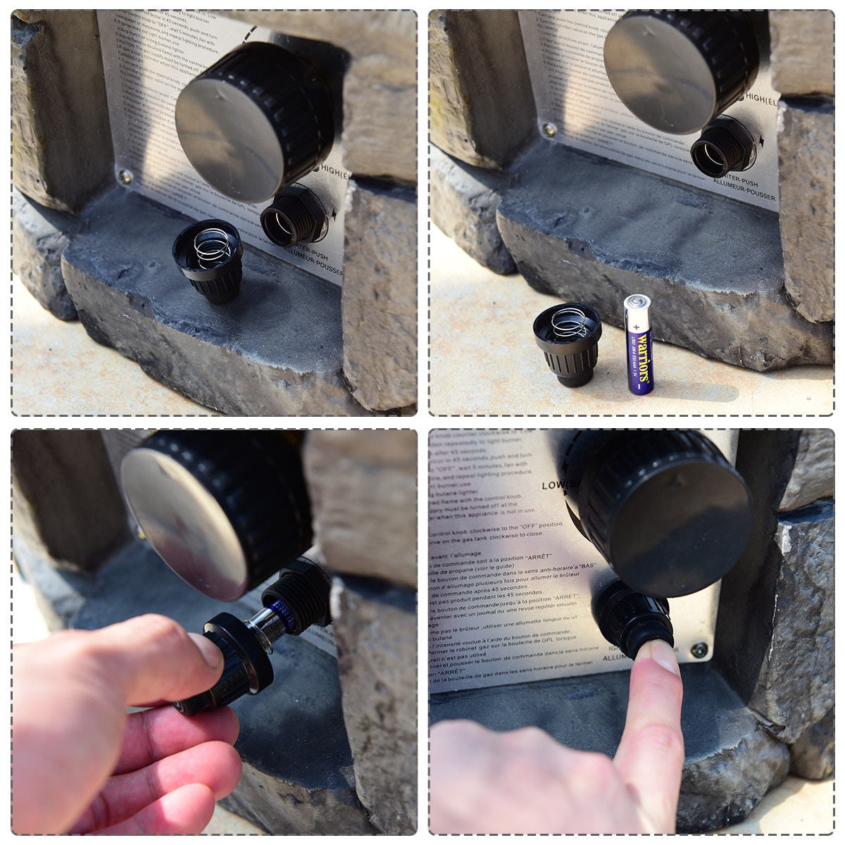 28 Inch Propane Gas Fire Pit with Lava Rocks and Protective Cover-GrayÂ