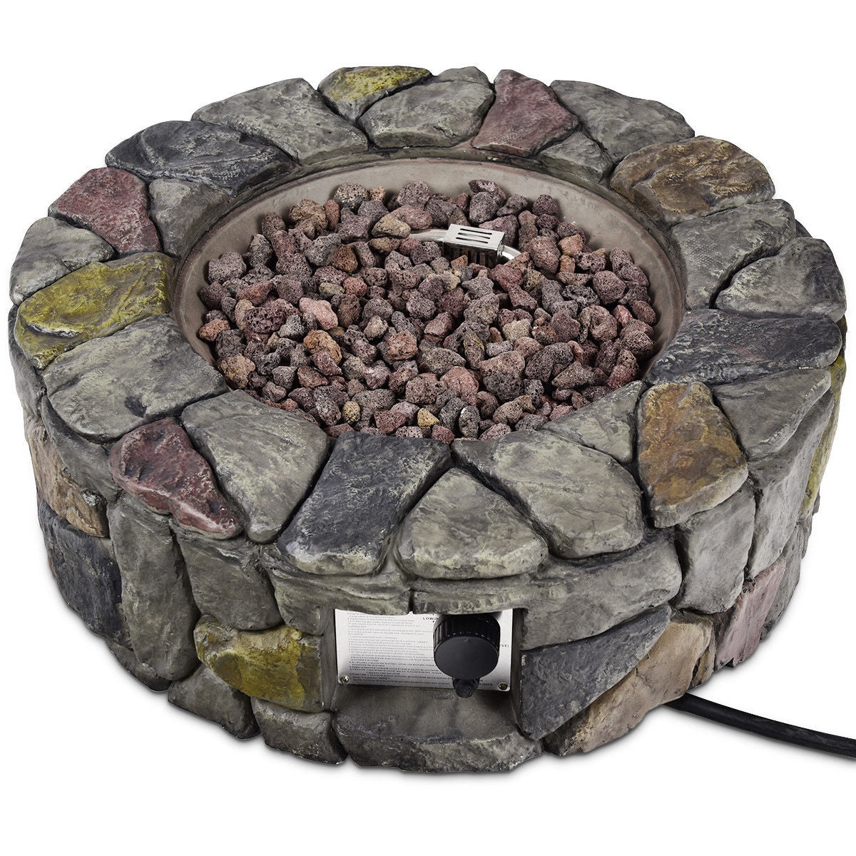 28 Inch Propane Gas Fire Pit with Lava Rocks and Protective Cover-GrayÂ